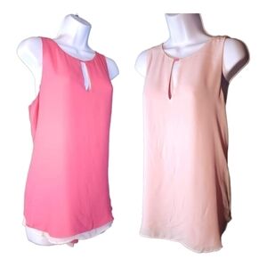 REVERSIBLE Sleeveless Tunic Blouse Pink / White